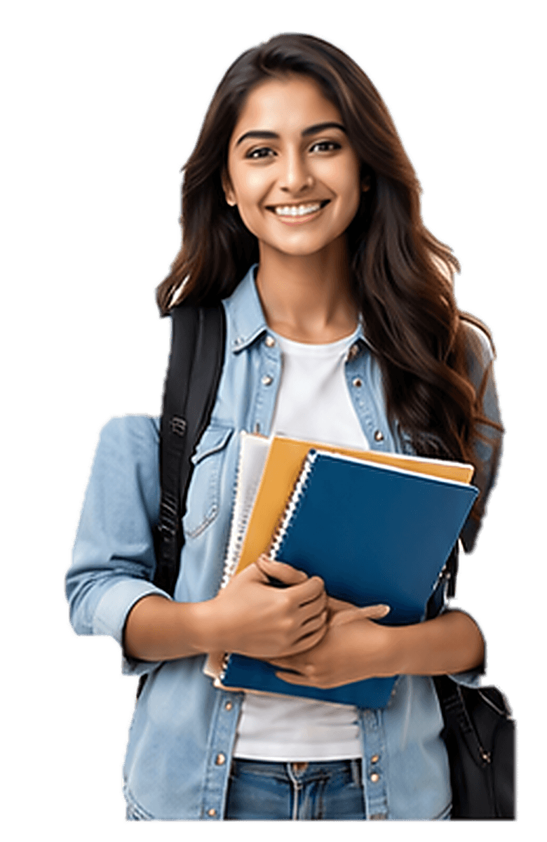 Smiling student holding books